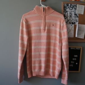 Unisex striped long sleeve pullover with collar